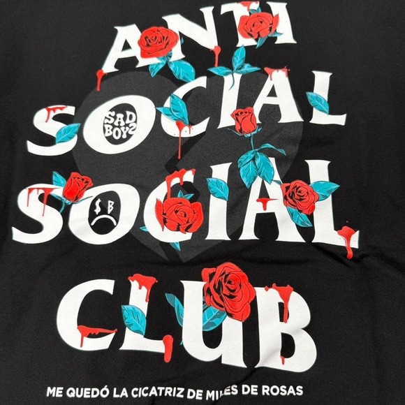 Anti Social Social Club‎ x Sadboyz Roses Hoodie Black Size L NWT - Picture 6 of 7
